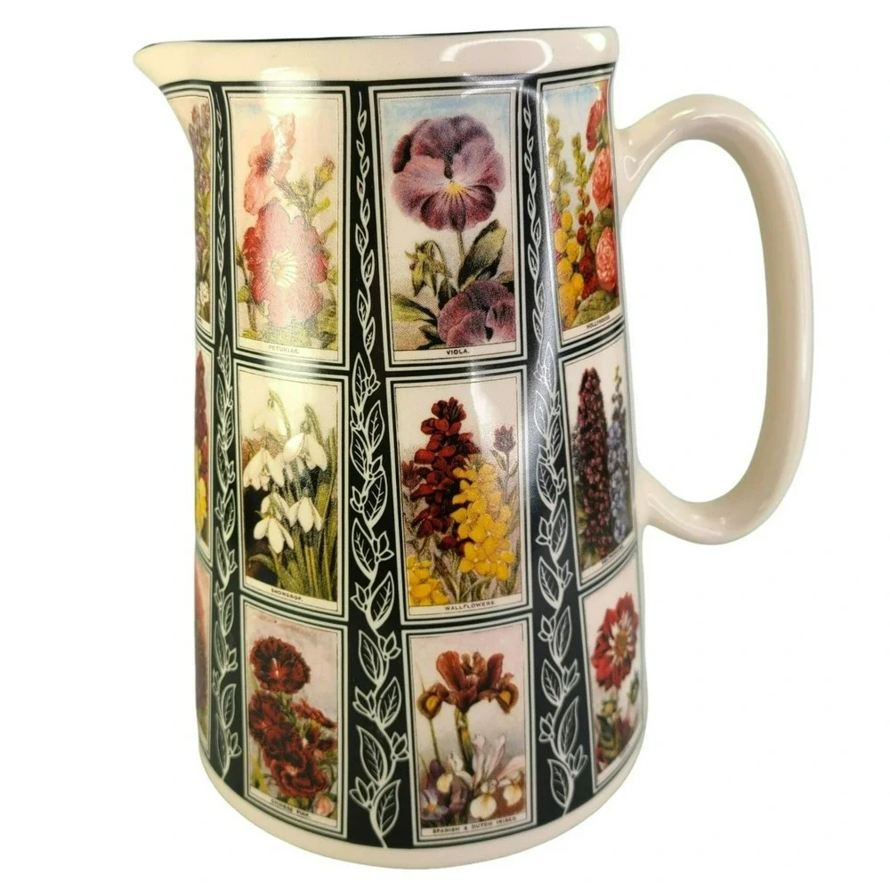 Amberglade Derbyshire Pitcher Vase Jug Cottage Garden Seed Packet Eng Vtg READ